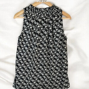 Catherine Malandrino Black and White Flamingo Print Top Sleeveless Sz Sm